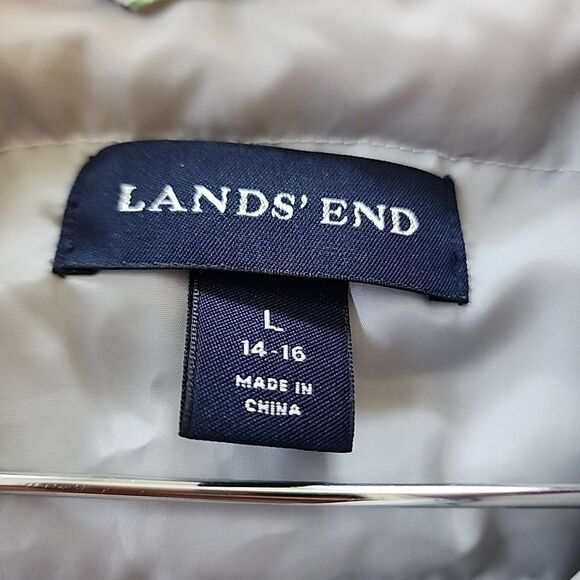 Lands End Packable Puffer Jacket Floral Print Womens Size L Down Filled Coat - Picture 3 of 6